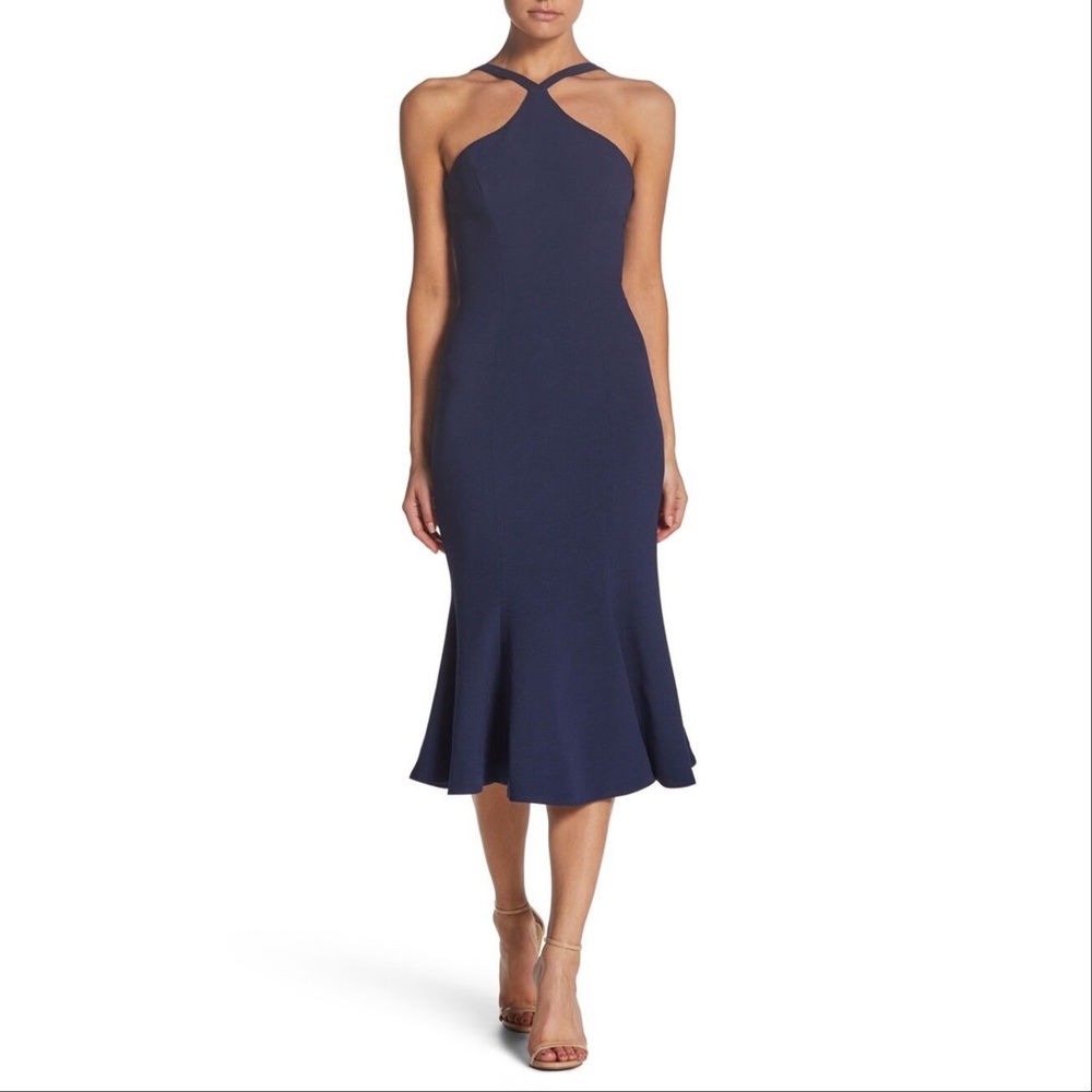 NWOT Dress the Population Tessa Halter Crepe Dress